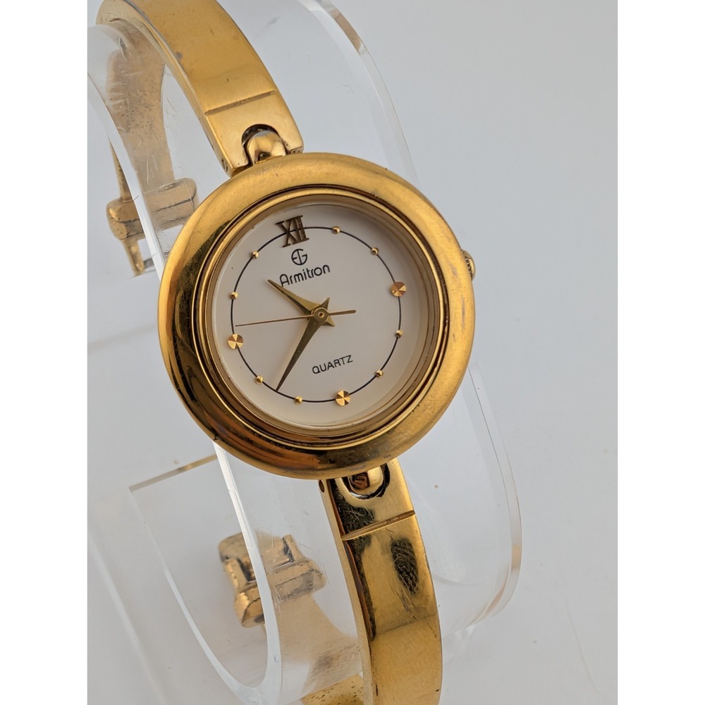 Armitron Watch Women 26mm Case Gold 6.5" Band 25/5462- New Battery